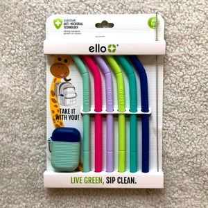 6-pack Foldable Silicone Straws, Brush & Case